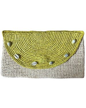 Zanatany Concepts Jackie Raffia Pouch - Green