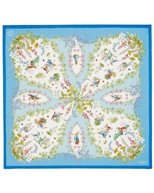 Fable England X Peter Rabbit Narrative Silk Blend Square Scarf - Blue