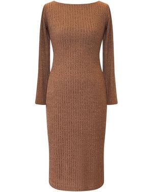 Alie Street London Noelle Rib Knit Jumper Dress Chocolate - Brown