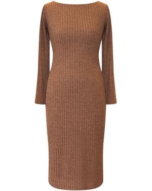 Alie Street London Noelle Rib Knit Sweater Dress Chocolate - Brown