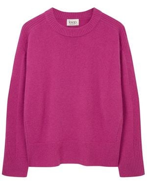 Loop Cashmere Cashmere Longline Crew Neck Sweater - Pink