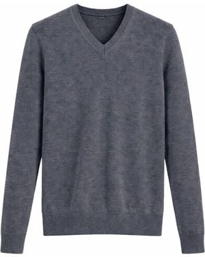 Nuvv Collection V-Neck Merino Wool Jumper Italian Premium Yarn - Grey