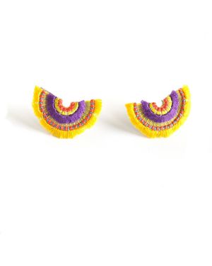 Nana Watanabe Bloom Petal-Like Embroidered Earrings - Multicolor