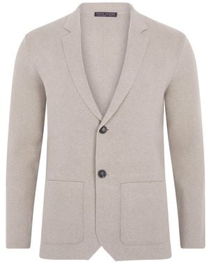 Paul James Knitwear Cotton Deconstructed Knitted Gabriel Blazer - Grey