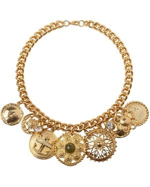 Caramel Vintage Jewellery Vintage Plated Disco Chain Necklace - Metallic