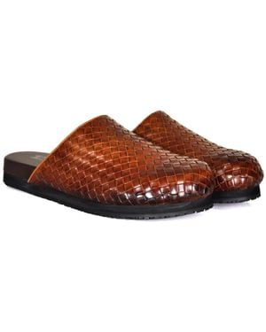 DAVID WEJ Lorenzo Handmade Woven Mules - Brown