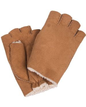 Owen Barry Fingerless Gloves Brandy Cream Tan Wool - Brown