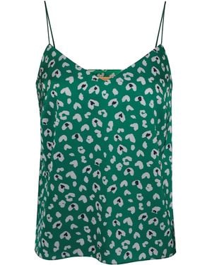 2KStyle Alla Animal Print Satin Effect Spaghetti Staps Camisole - Green