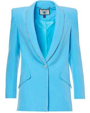 Nissa Embellished Trim-Detail Blazer - Blue