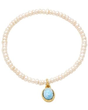 Uchi and Soto Shinju Pearl & Larimar Stone Pendant Bracelet - Metallic