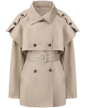 FRONT ROW SHOP Neutrals Cape Trench Jacket - Natural