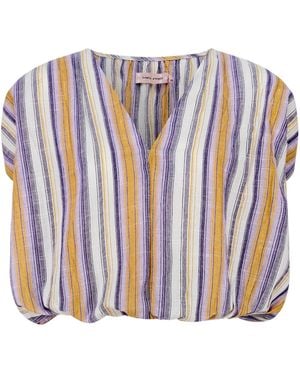 Traffic People Dorris Rocks Striped Whispers Cropped Top - Blue