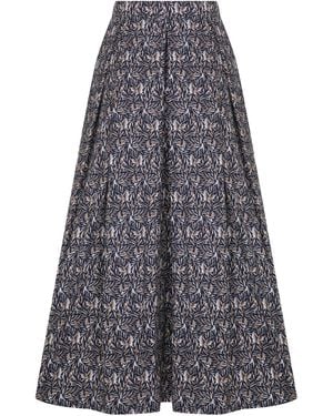 NAZLI CEREN June Printed Cotton Midi Skirt - Grey