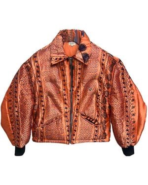 Zasta Studio Unknown Tapestries Silk Bomber Jacket Small - Red