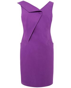Femponiq Asymmetric Lapel Tailored Cotton Dress - Purple