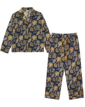 Inara Midnight Marigold Cotton Pyjamas - Green