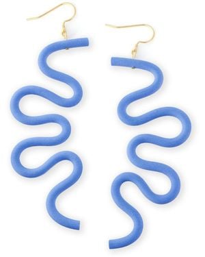 By Chavelli Small Tube Squiggles Dangly Earrings - Blue