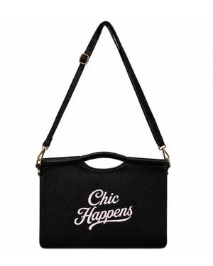 Lilly Loves Chic Happens Vegan Leather Clutch - Black
