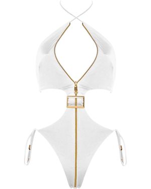 ANTONINIAS Cynus Cut-Out One-Piece With Details - White