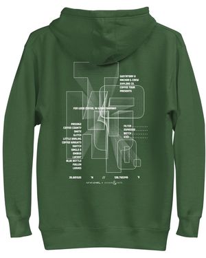 Anchor and Crew Forest Gustatory Tokyo Coffee Scene Cotton Blend Embroidered Hoodie - Green