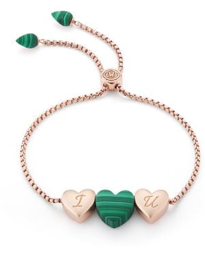 LMJ Luv Me Malachite Bolo Adjustable I Love You Heart Shaped Bracelet - Green