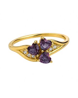 Belinda Jewelz Alexandrite Triple Heart Cluster Birthstone Ring - Yellow