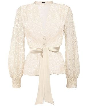 Luna Fashion House Neutrals Ivory Lace Belted Jumper, Jody - Natural