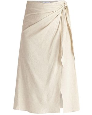 Paisie Neutrals Linen Blend Wrap Skirt - Natural