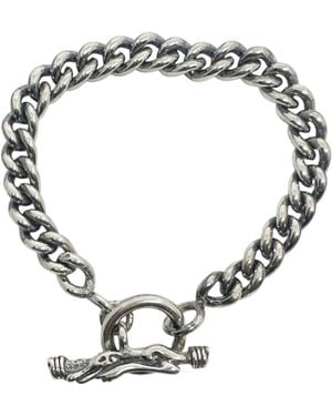 Tg-Jewellery by Tamara Gervasio Sterling Curb Chain Bracelet With Celtic Crocodile Hand T-Bar Clasp - Metallic