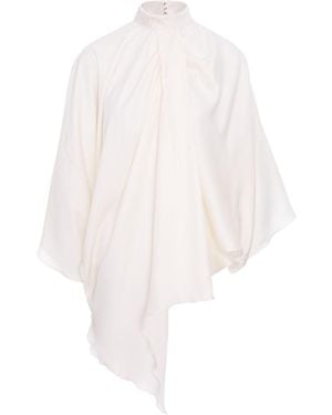 BLUZAT Asymmetric Elegant Blouse - White