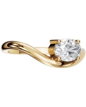 Aya Fine Jewelry Rose Eighteen Carat Twisted Band Solitaire Diamond Ring - Metallic
