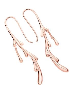 Lucy Quartermaine Shepherds Crook Dripping Earrings - Metallic
