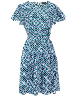 concept A trois Oversize Dress With Ruffle - Blue