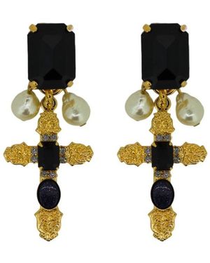 Vickisarge The Cross Earrings - Black