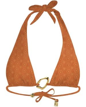Blackbough Swim Billie Halterneck Top Caramel Eyelet - Orange