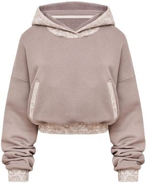 Mandragora Neutrals Cotton Sweatshirt With Jacquard Detailing - Pink