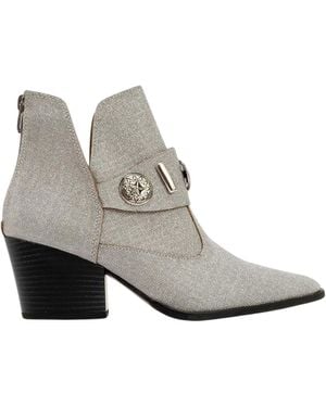 Prologue Shoes Kenda Glitter Buckle Block Heel Boot - Gray