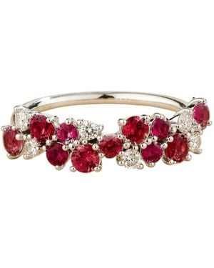 Juvetti Starry Ruby & Diamond Cluster Ring - Red