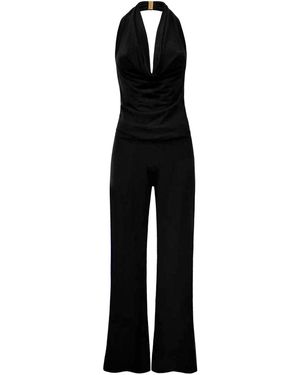 Why Mary Diana Cowl Halter Neck Jumpsuit - Black