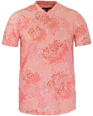 lords of harlech Maze Bouquet Island V-Neck Tee - Pink