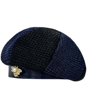 Lara Ari Sparkle Panel Beret With Bee Detail - Blue