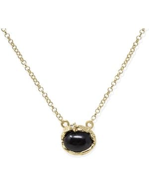 Vintouch Italy Ad Astra-Plated Onyx Necklace - Metallic