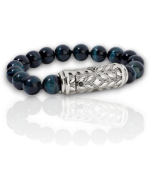 Daneila Léon Persian Shield Bracelet — Tiger Eye & Natural Diamond Clasp - Blue