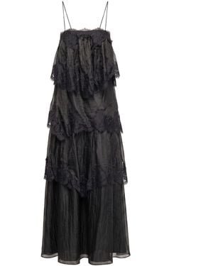 Tantra Spain Sl Lace And Ruffle Maxi Dress With Straps - Black