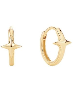 Vanhi 14K Recycled Solid Star Huggie Earring - Metallic