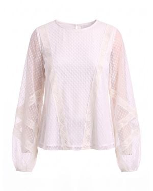 concept A trois Ivory Tulle And Lace Blouse - Pink