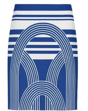 Conquista Printed A-Line Skirt - Blue