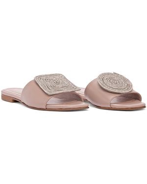 Beautiisoles by Robyn Shreiber Made in Italy Neutrals Adeline Work Sexy Flat Leather Sandal - Pink