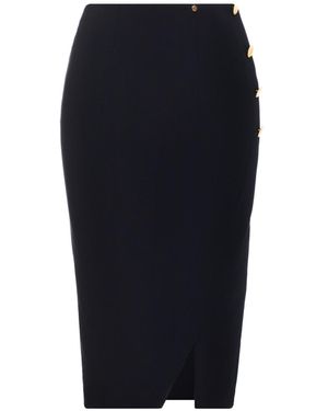 Nissa Button-Detail Pencil Skirt - Blue