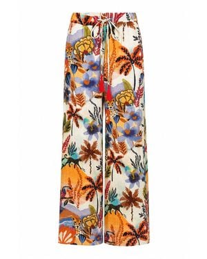 Tiger and the Monkey The Evelyn Triple Cotton Gauze Printed Drawstring Wide Leg Pant - Orange